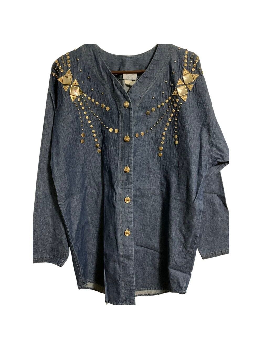Super line Vintage denim shirt tunic jacket 1980 1990 oversized retro